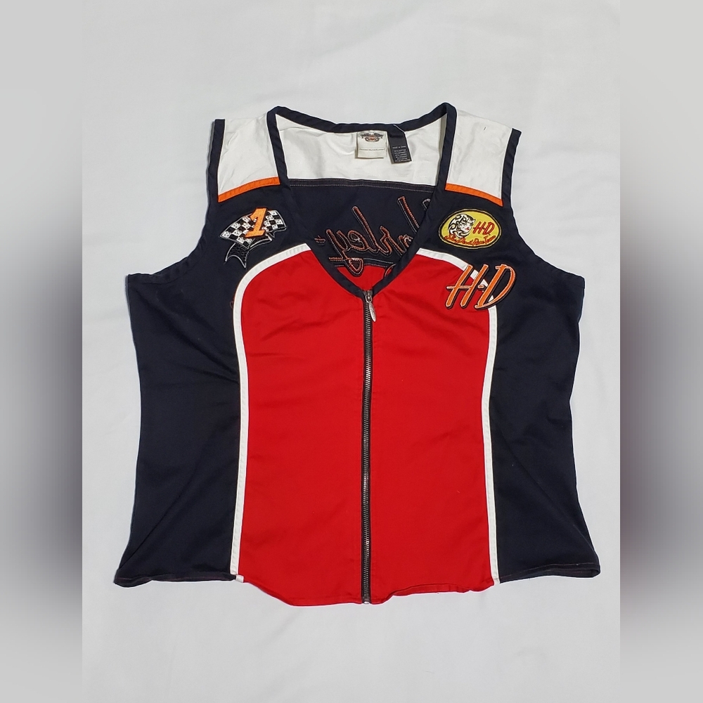 Harley Davidson She Devil Race Team Vest 2XL Motorcycle Women's Zip Top